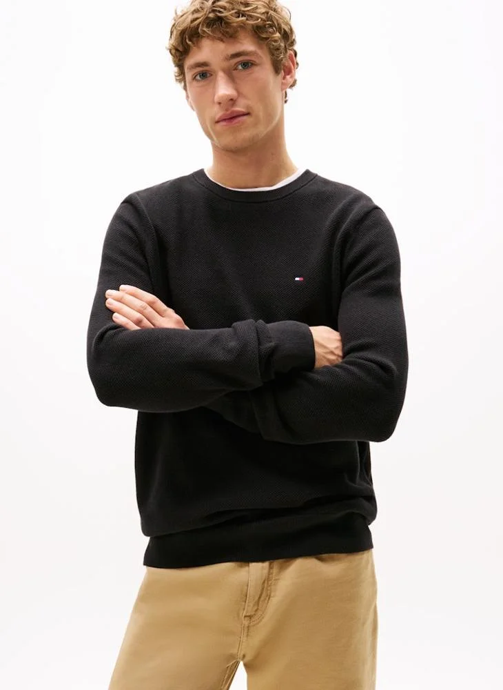 تومي هيلفيغر Textured Knit Crew Neck Jumper